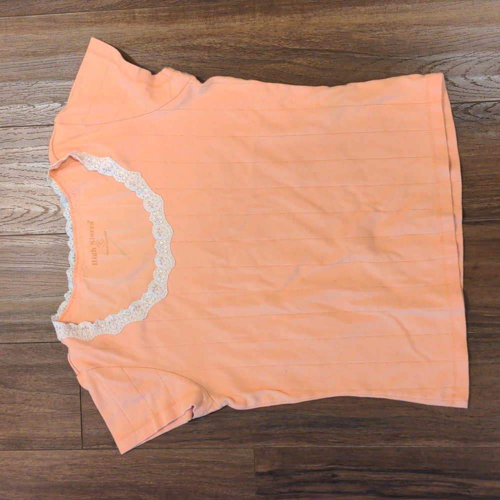 Orange High Sierra Ribbed Lace Top